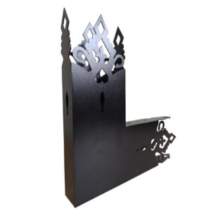 Ozdobny lewy narożny łącznik pergoli 90° na belkę 145×45 mm Łącznik do pergoli ozdobny